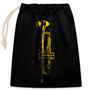 trumpet - Closable cotton gift bag (25x30cm) - black - Front
