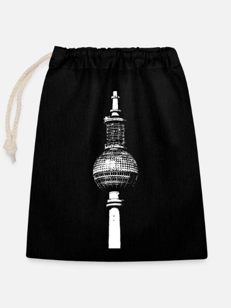 Fernsehturm Berlin Alex - Verschließbarer Geschenkbeutel aus Baumwolle (25x30cm) - Schwarz