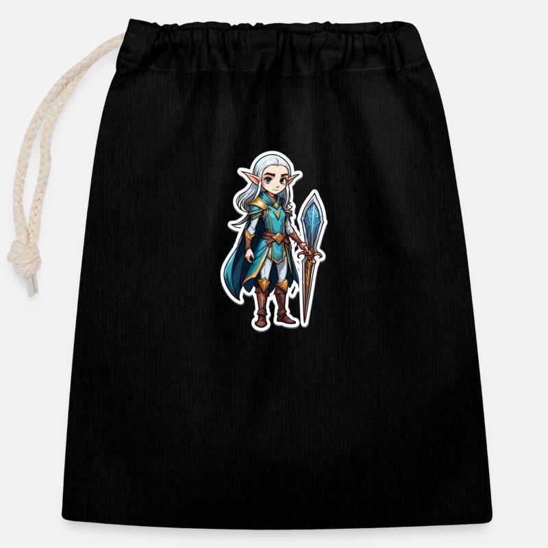Dungeon Elf Mage - Verschließbarer Geschenkbeutel aus Baumwolle (25x30cm) - Schwarz