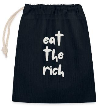 eat the rich - Verschließbarer Geschenkbeutel aus Baumwolle (25x30cm) - Navy - Vorne