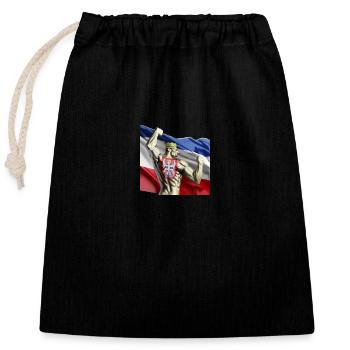 Muscleman tient le drapeau serbe - Sac cadeau en coton avec cordon (25 x 30 cm) - noir - Devant