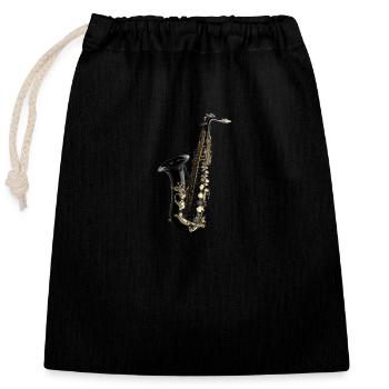 hyper realistic black saxophone jazz music - Verschließbarer Geschenkbeutel aus Baumwolle (25x30cm) - Schwarz - Vorne
