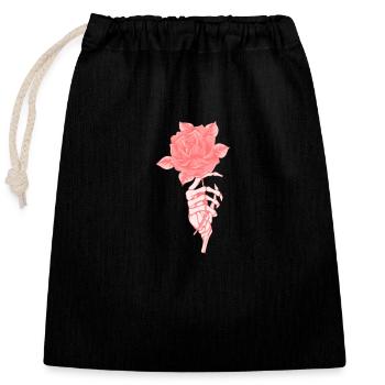 Rose squelette - Sac cadeau en coton avec cordon (25 x 30 cm) - noir - Devant