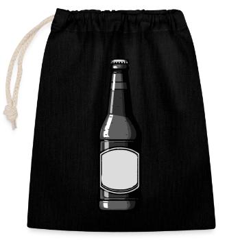 Beer bottle Beer - Closable cotton gift bag (25x30cm) - black - Front