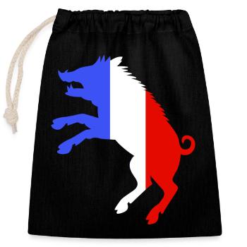 Sanglier Bleu Blanc Rouge - Verschließbarer Geschenkbeutel aus Baumwolle (25x30cm) - Schwarz - Vorne