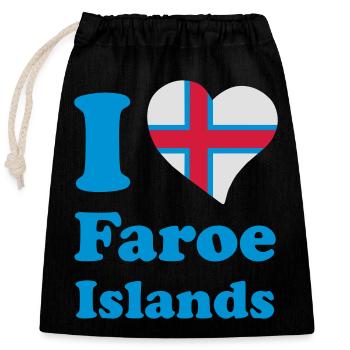 I love Faroe Islands - Closable cotton gift bag (25x30cm) - black - Front