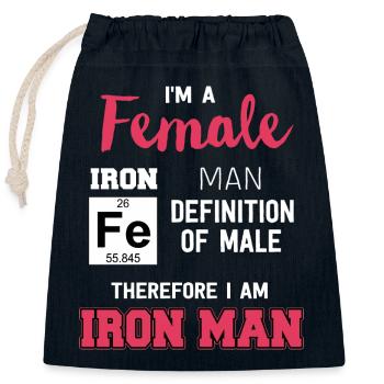 Femme fer disant cool cadeau idée puissance féminine - Sac cadeau en coton avec cordon (25 x 30 cm) - bleu marine - Devant