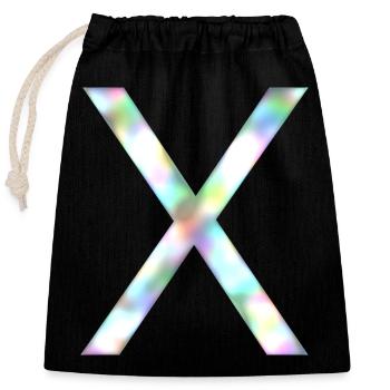 X - Arc-en-ciel - Sac cadeau en coton avec cordon (25 x 30 cm) - noir - Devant