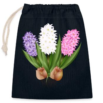 Jacinthes dessinées à la main - Sac cadeau en coton avec cordon (25 x 30 cm) - bleu marine - Devant