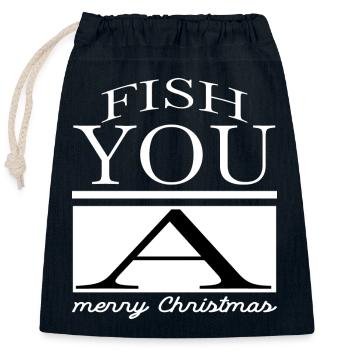 present idea fishing rod adventure beach holiday - Closable cotton gift bag (25x30cm) - navy - Front