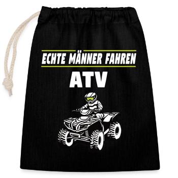 Echte Männer fahren ATV - Offroad Motorsport - Verschließbarer Geschenkbeutel aus Baumwolle (25x30cm) - Schwarz - Vorne