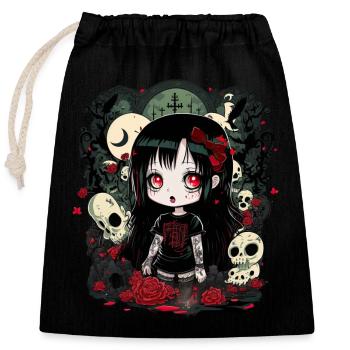 Anime Horror Chibi: Kawaii Gothic Halloween - Closable cotton gift bag (25x30cm) - black - Front
