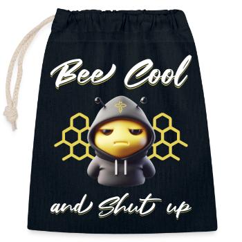 Cooles Bienen Design - Verschließbarer Geschenkbeutel aus Baumwolle (25x30cm) - Navy - Vorne