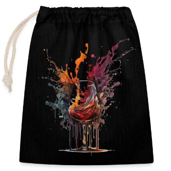 Wein - Verschließbarer Geschenkbeutel aus Baumwolle (25x30cm) - Schwarz - Vorne