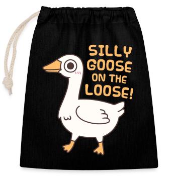 Oie mignonne et idiote en liberté - Sac cadeau en coton avec cordon (25 x 30 cm) - noir - Devant