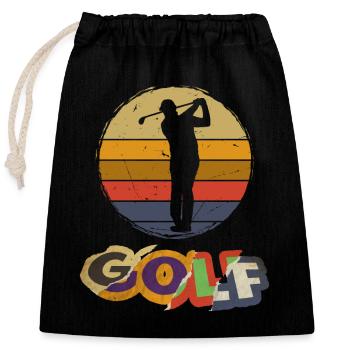 Golf Golfen Golfspieler Sport Hobby Vintage - Verschließbarer Geschenkbeutel aus Baumwolle (25x30cm) - Schwarz - Vorne