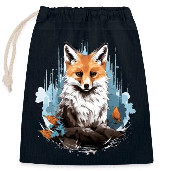 Renard - Sac cadeau en coton avec cordon (25 x 30 cm) - bleu marine - Devant
