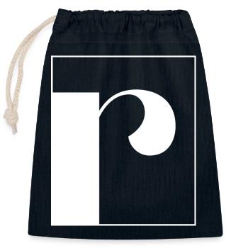 Letter alphabet r - Closable cotton gift bag (25x30cm) - navy - Front
