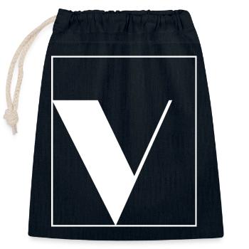 Lettre alphabet v - Sac cadeau en coton avec cordon (25 x 30 cm) - bleu marine - Devant