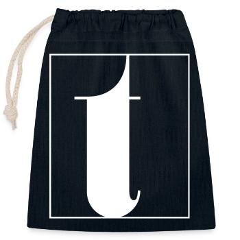 Letter alphabet t - Closable cotton gift bag (25x30cm) - navy - Front