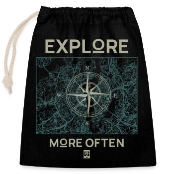 Explore More Often - Closable cotton gift bag (25x30cm) - black - Front