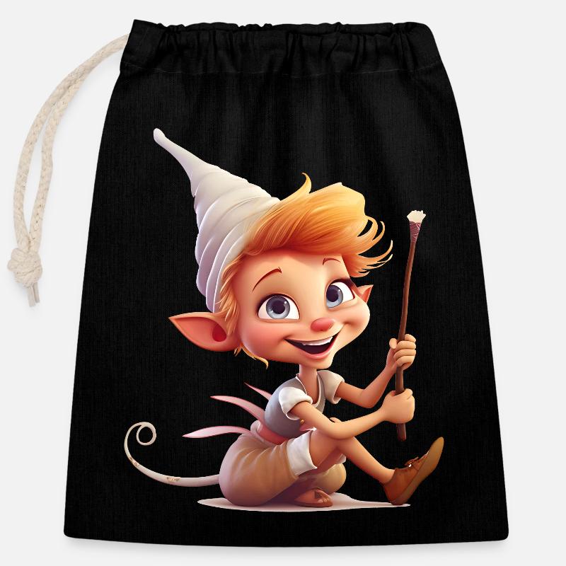 Les leprechauns sont une partie populaire du folklore - Sac cadeau en coton avec cordon (25 x 30 cm) - noir