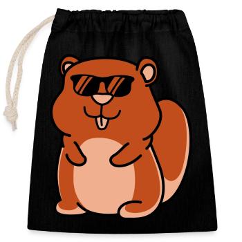 hamster cool - Verschließbarer Geschenkbeutel aus Baumwolle (25x30cm) - Schwarz - Vorne