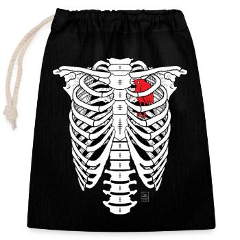 SKELETON - Closable cotton gift bag (25x30cm) - black - Front
