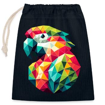 Perroquet // perroquet - Sac cadeau en coton avec cordon (25 x 30 cm) - bleu marine - Devant