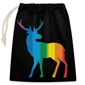 Deer - Closable cotton gift bag (25x30cm) - black - Front