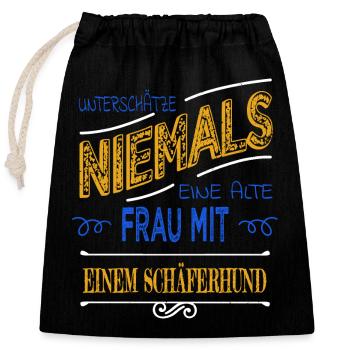 enkelkind beste oma bachhund bluthund - Verschließbarer Geschenkbeutel aus Baumwolle (25x30cm) - Schwarz - Vorne