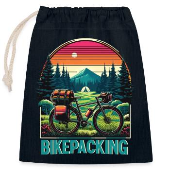 Bikepacking Sunset Trail - Closable cotton gift bag (25x30cm) - navy - Front