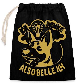 Aboier ou ne pas aboyer... - Sac cadeau en coton avec cordon (25 x 30 cm) - noir - Devant