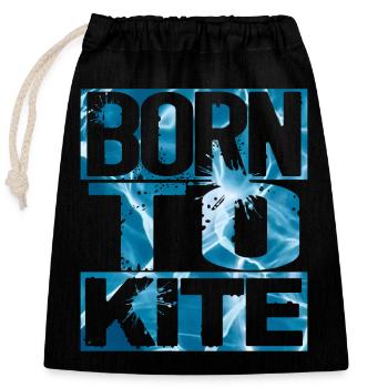 Born to Kite - Closable cotton gift bag (25x30cm) - black - Front