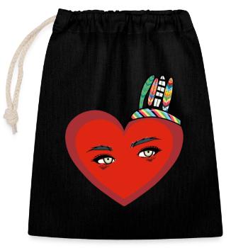Shaman Heart Heart Shaman Eyes - Closable cotton gift bag (25x30cm) - black - Front