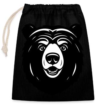 Lovely Curious Comic Bear - Closable cotton gift bag (25x30cm) - black - Front