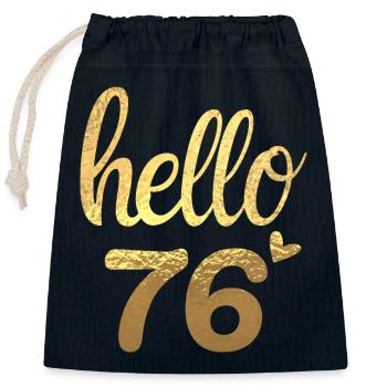 Hello 76 doré - Sac cadeau en coton avec cordon (25 x 30 cm) - bleu marine - Devant
