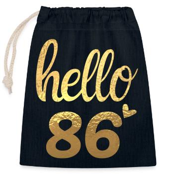Hallo 86 gold - Verschließbarer Geschenkbeutel aus Baumwolle (25x30cm) - Navy - Vorne
