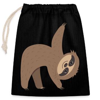 Sloth in action - Closable cotton gift bag (25x30cm) - black - Front