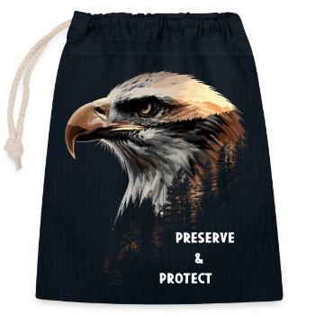 Préserver et protéger le pygargue à tête blanche Aigle Oiseau - Sac cadeau en coton avec cordon (25 x 30 cm) - bleu marine - Devant
