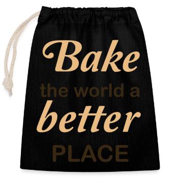 Cuire le monde meilleur - Sac cadeau en coton avec cordon (25 x 30 cm) - noir - Devant