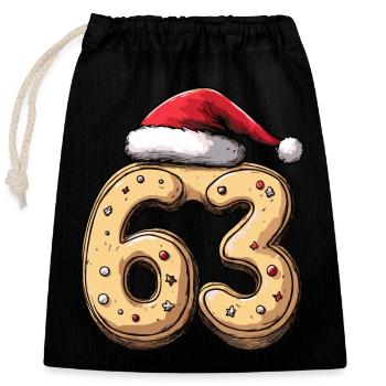Biscuit de Noël à 63 chiffres - Sac cadeau en coton avec cordon (25 x 30 cm) - noir - Devant