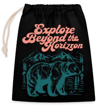Explore Beyond the Horizon - Closable cotton gift bag (25x30cm) - black - Front