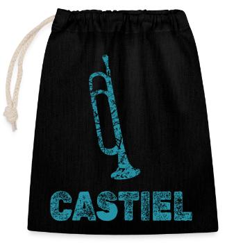 Brass band Castiel - Closable cotton gift bag (25x30cm) - black - Front