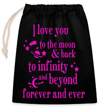 love you to the moon and back amore Flowers Women - Closable cotton gift bag (25x30cm) - black - Front