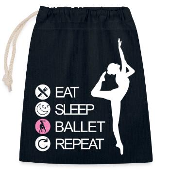 EAT SLEEP BALLET REPEAT Dance Ballettänzer Tänzer - Verschließbarer Geschenkbeutel aus Baumwolle (25x30cm) - Navy - Vorne
