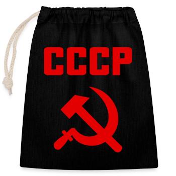 Soviet - Hammer and Sickle Soviet Union - Communist - Closable cotton gift bag (25x30cm) - black - Front