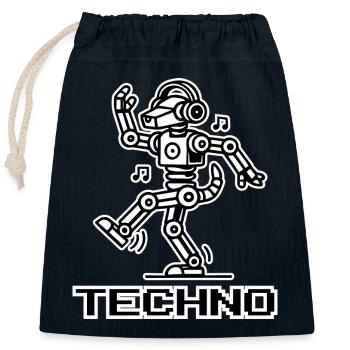 Chien robot dansant - Techno Rave Design - Sac cadeau en coton avec cordon (25 x 30 cm) - bleu marine - Devant