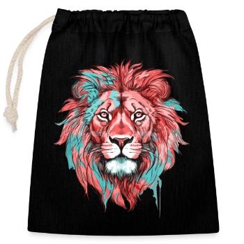 Lion Lion Head Colorful Colorful Predator Animal Art - Closable cotton gift bag (25x30cm) - black - Front
