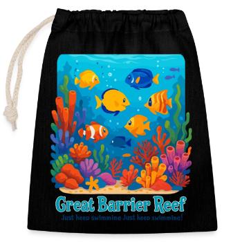 Great Barrier Reef - Verschließbarer Geschenkbeutel aus Baumwolle (25x30cm) - Schwarz - Vorne